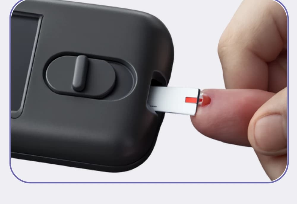 NeoDocs creatinine device with a test strip receiving a blood sample