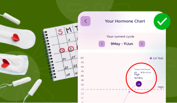Mobile app showing fertility window and LH tracking